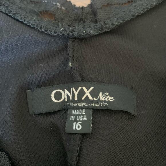 Onyx Nite Black Sequin V Neck Knee Length Dress Size 16 - Picture 8 of 9